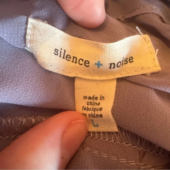 Silence + Noise Lilac High Low Sheer Utility Split Hem Button  Up Blouse Sz L - Picture 13 of 16